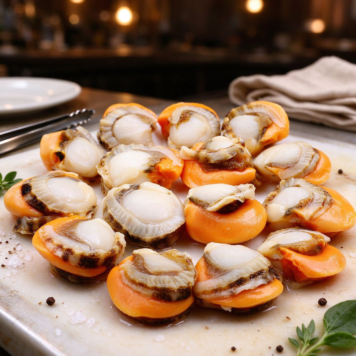 Half-Shell Scallops with Roe